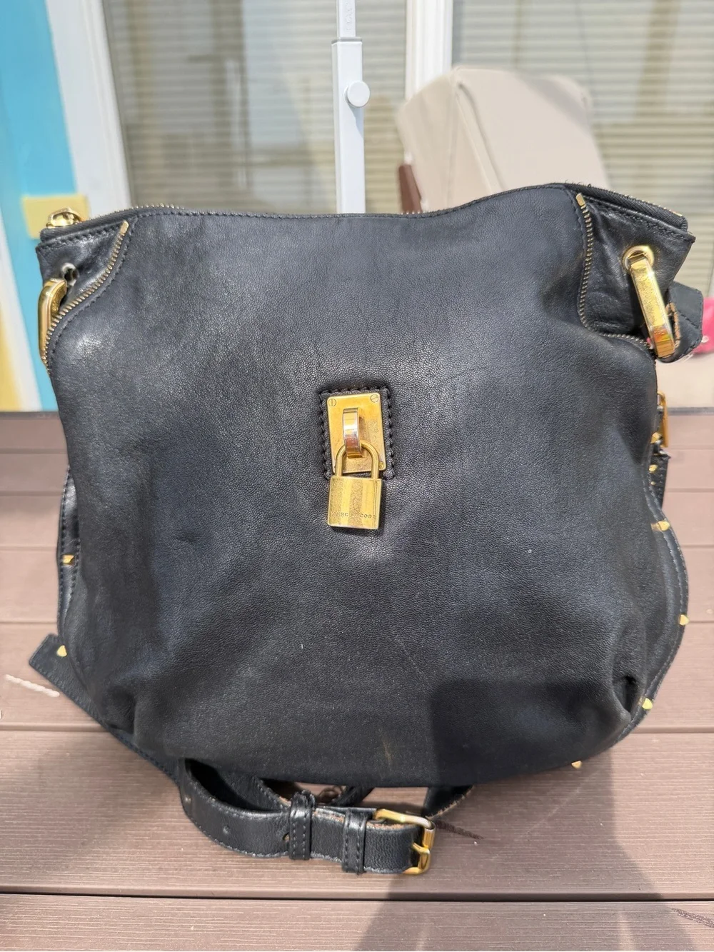 Marc Jacobs Vintage Black Leather Studded Paradise Kate Hobo Bag